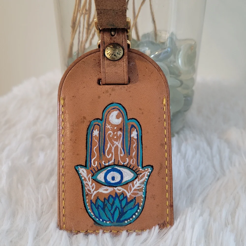 Louis Vuitton Custom Handpainted Luggage Tag, Hamsa Design - Picture 8 of 11